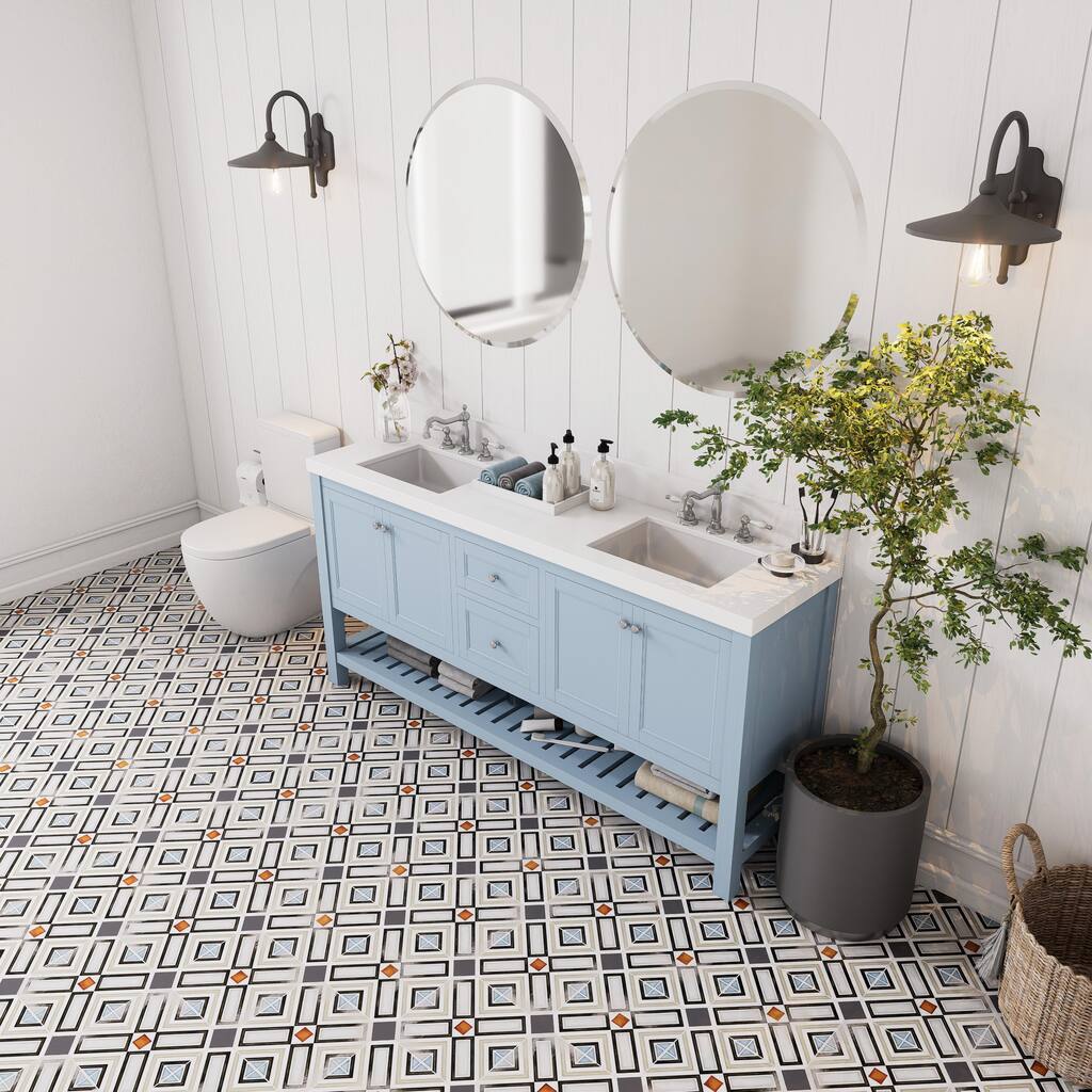 Merola Tile Vaudeville Octagon Deco Ritter with Taco Antracita 7-7/8" x 7-7/8" Porcelain Floor and Wall Tile