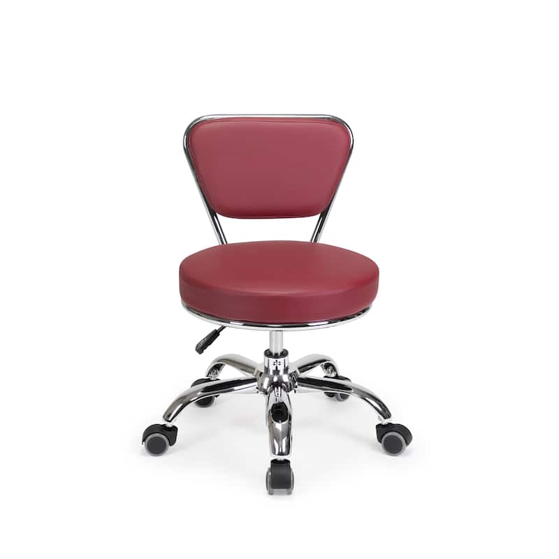 DAYTON Short Stool Rolling Stool with Adjustable Height 13-15" - N/A - Red