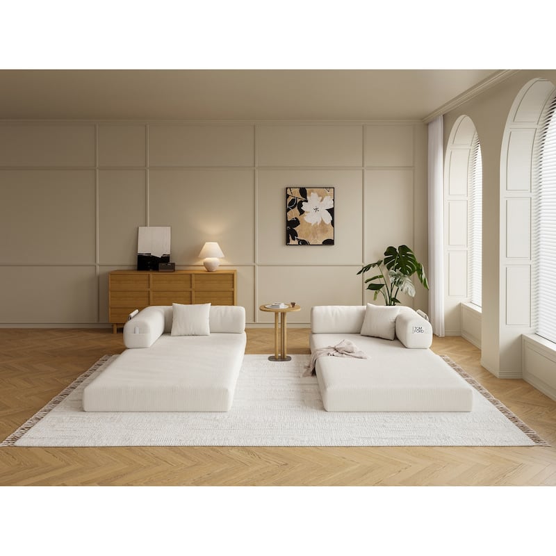 Modular Sectional Sofa,Convertible Pudding Block Sofa, Floor Standing Sofa Bed Arm Comfort Sofa Bed