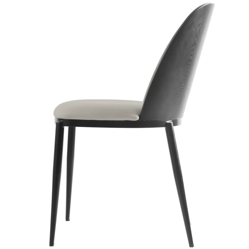 Dining Chair with Upholstered Seat and Back Side Chair with MDF Wood Frame in Black Steel