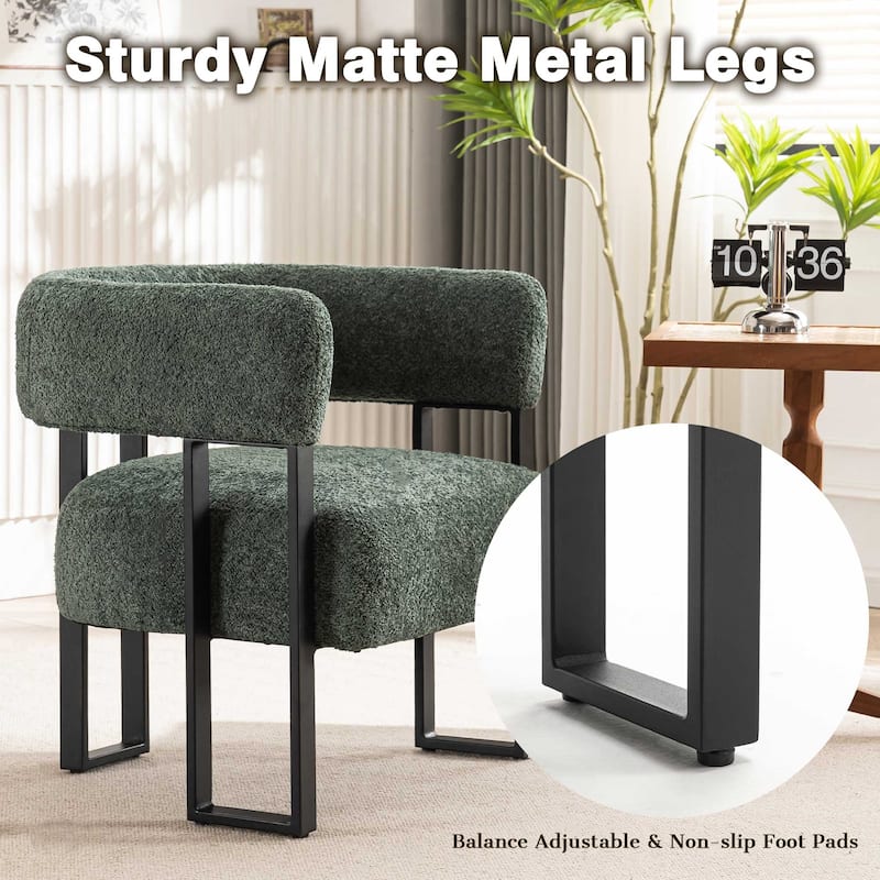 Upholstered Teddy Velvet Accent Chair, Modern Boucle Armchair