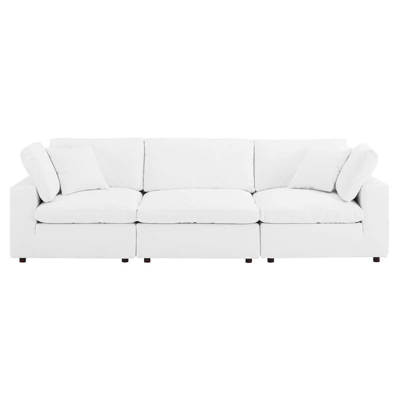 Commix Down Filled Overstuffed Vegan Leather 3-Seater Sofa