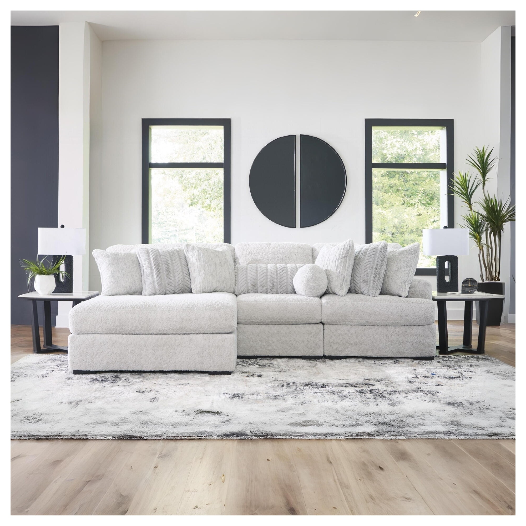 Signature Design by Ashley Snodoodle Gray 3-Piece Sectional with Chaise - 125" W x 67" D x 40" H