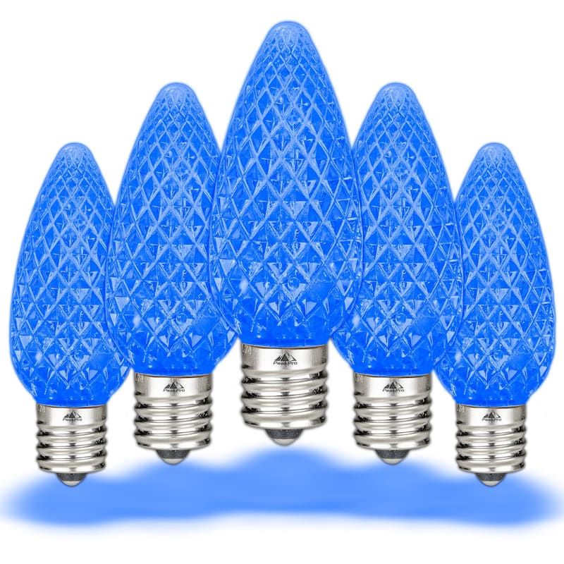 25 Pack C9 LED Outdoor Christmas Replacement Bulbs, C9/E17 Base - Blue