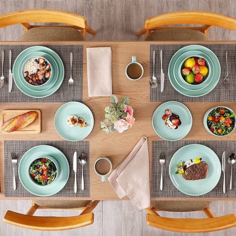 LOVECASA 16-Piece Round Dinnerware Set Stackable, Service for 4