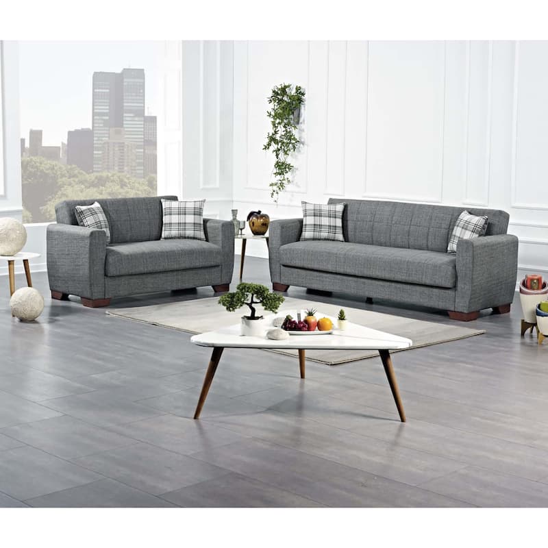 Collection Upholstered Convertible Loveseat With Storage