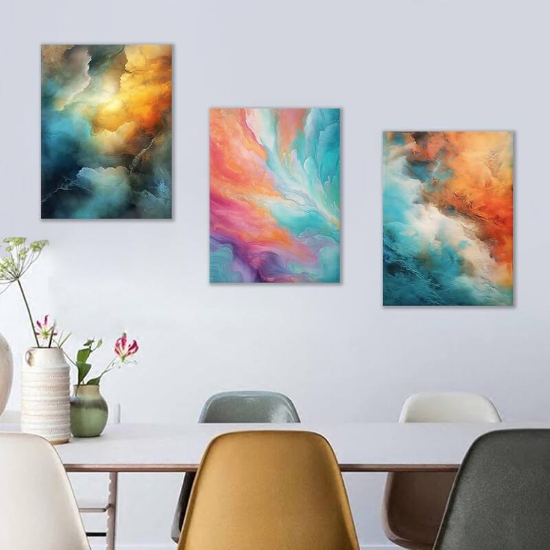 Abstract Colorful Canvas Wall Art Rendering Clouds Poster Print