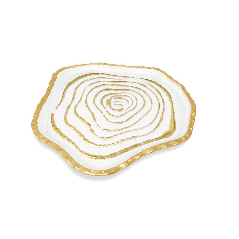 Grained Gold Glass Plates, Set of 4