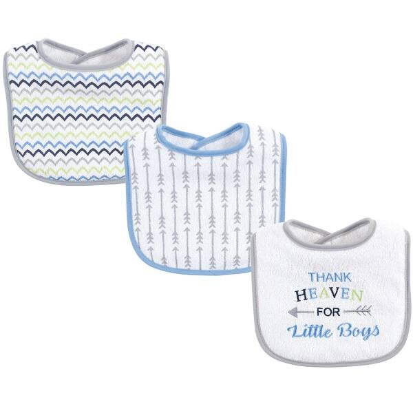 slide 1 of 1, Luvable Friends Baby Boy Cotton Drooler Bibs with Fiber Filling 3pk, Boy Thank Heaven, One Size - Boy Thank Heaven - One Size One Size - Boy Thank Heaven