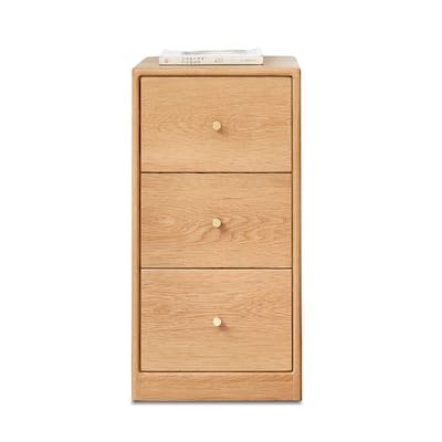 Solid Oak Bedside Table Storage Cabinet for Living Room - Free-Standing Corner Cabinets Storage Table