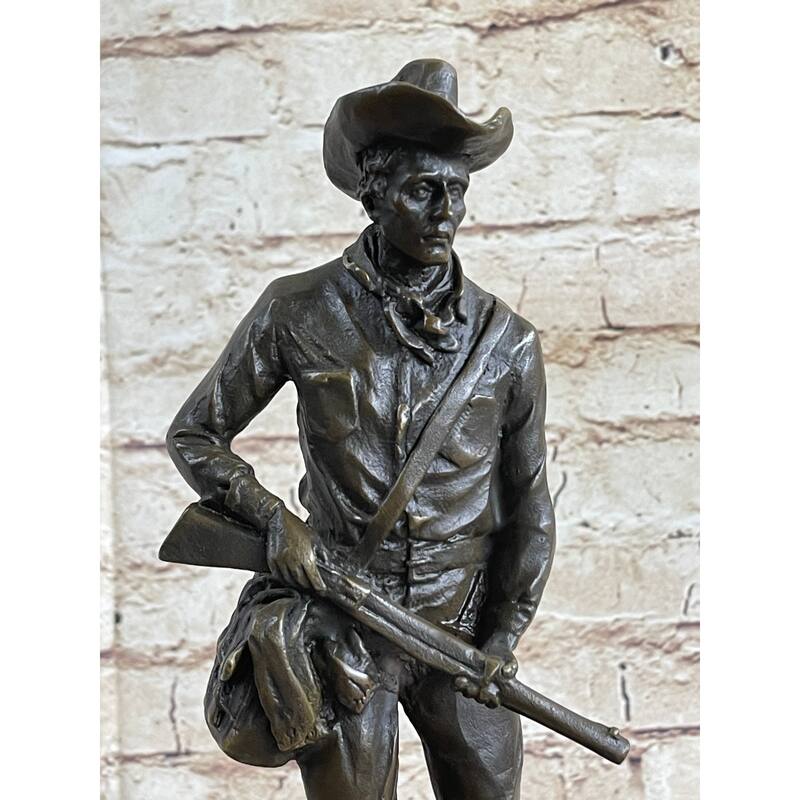Bronze Marble Statue Sheriff Us Marshall Gun Wild West Pony Express Gun Decor