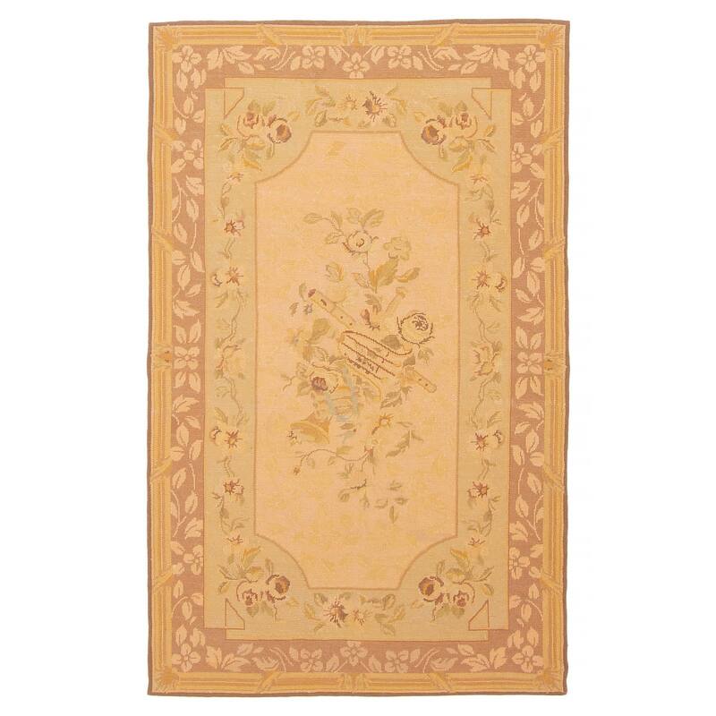 ECARPETGALLERY Flat-Weave Dynasty Beige Cotton Tapestry Kilim - 2'11 x 4'8 - Beige - 2'11 x 4'8