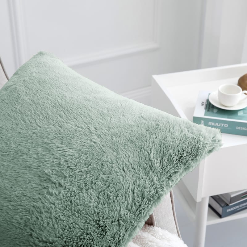 Decorative Rabbit Fauxfur Square Pillow Covers 4 Piece, NO INSERT