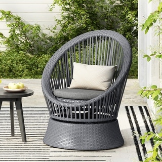 26.7" Modern Swivel Wicker Lounge Chair with Iron Frame, Round Design for Living Room, Patio, Balcony