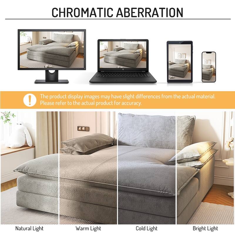Oversized Double Chaise Lounge Chair, Upholstered Chenille Reading Chair with Large Pillows & Wide Armrests