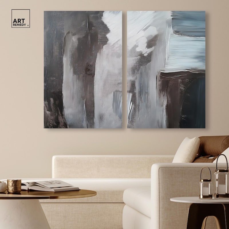 Monochrome Mood I Canvas Set of 2 by Art Remedy, Gallery Wrapped