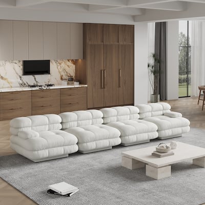 146'' Modular Sectional Couch Modern Tedy Velvet Sofa 4-Seater Couch for Living Room