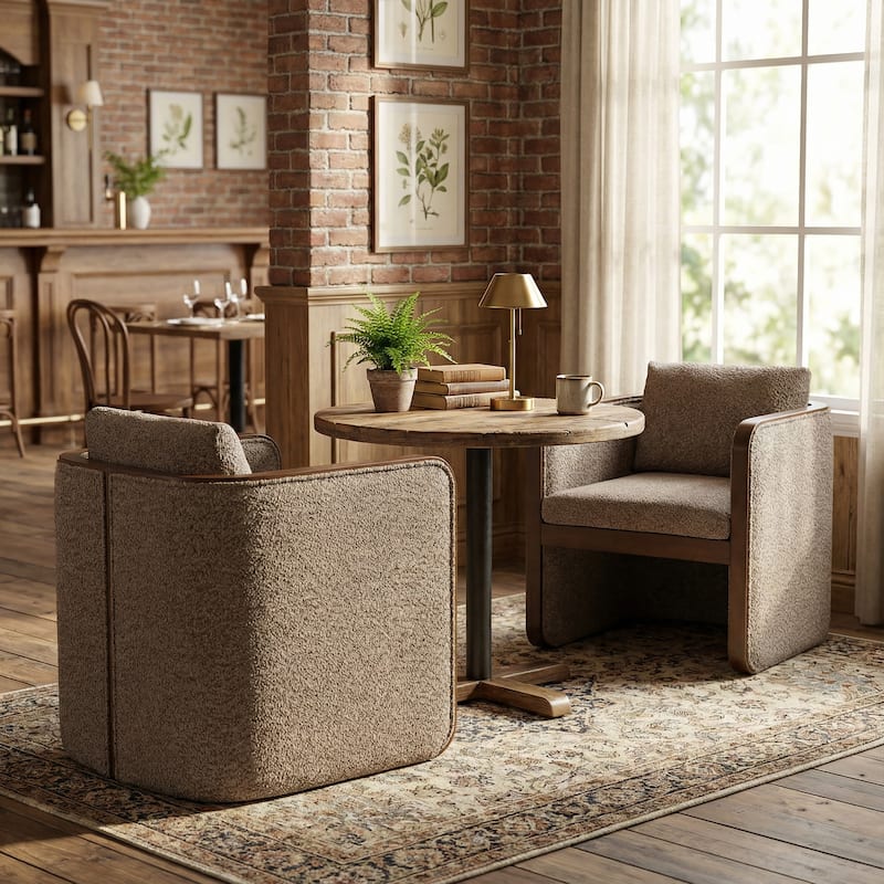 Christopher Knight Home Kest Rubberwood Fabric Dining Chair with Oversized Upholstered Comfort - Taupe + Walnut