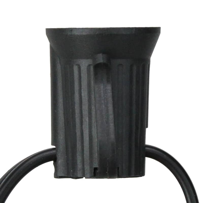 Commercial Grade C9 Christmas Light Socket Set - 100' Black Wire - 18 Gauge