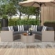 preview thumbnail 10 of 19, Nuon 5-piece Outdoor Patio Conversation Sets Half Moon Furniture Rattan Wicker Sofa Sectional Set by Havenside Home