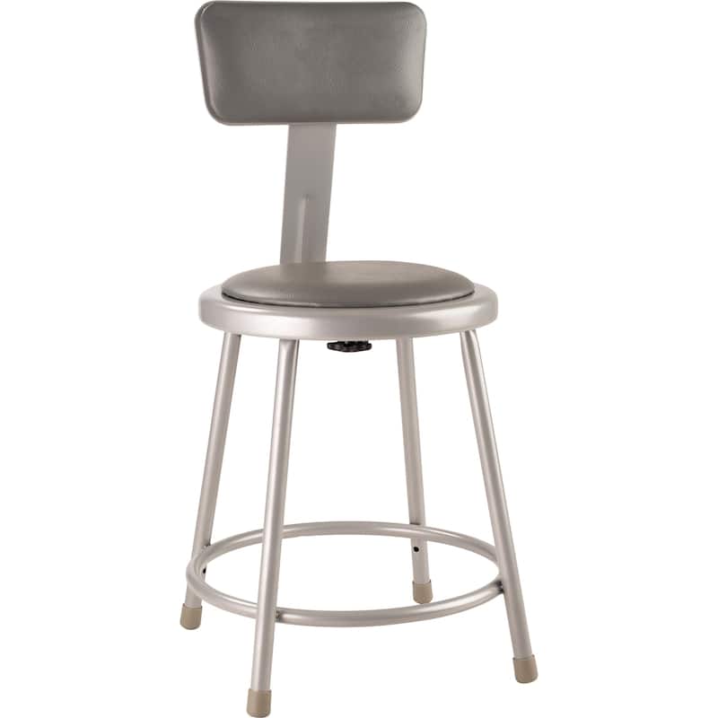 NPS 18" Heavy Duty Vinyl Padded Steel Stool With Backrest, Grey