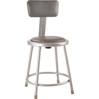 NPS 18" Heavy Duty Vinyl Padded Steel Stool With Backrest, Grey