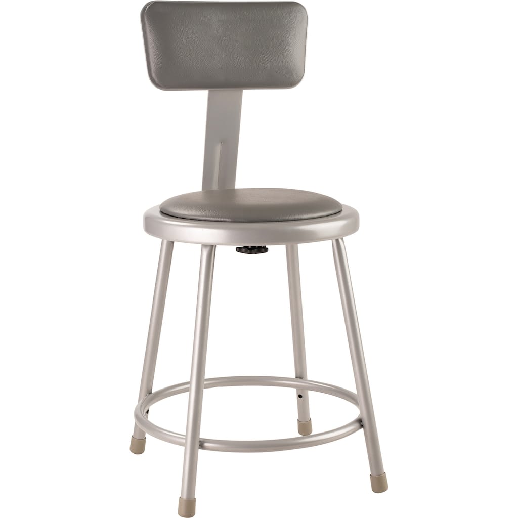 NPS 18" Heavy Duty Vinyl Padded Steel Stool With Backrest, Grey