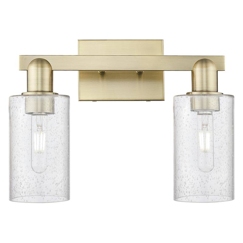 Innovations Lighting 716-2W-11-15 Clymer Vanity Clymer 2 Light 15" - Antique Brass / Seedy