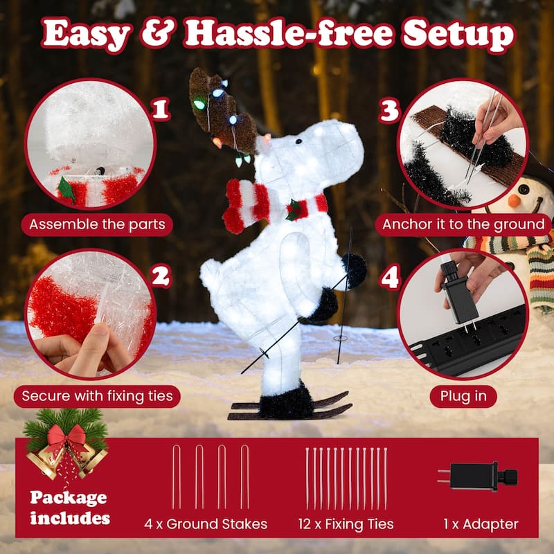 Costway 44” Animated Christmas Reindeer with 12 Colorful Lights & 98 - as pic shows - See Details