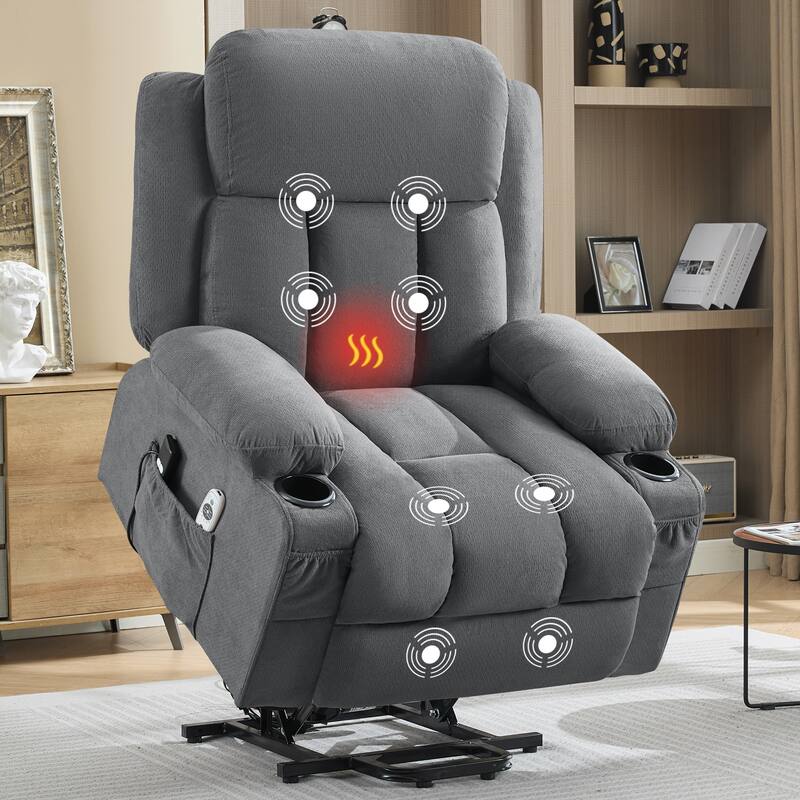 Power Lift Recliner Chair with Heat & Massage, USB Port & Remote Control for Elderly & Living Room