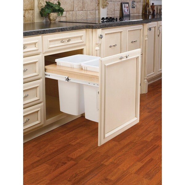 Rev-A-Shelf 4WCTM-24DM2-162 4WCTM Top Mount Double Bin Trash Can with - White