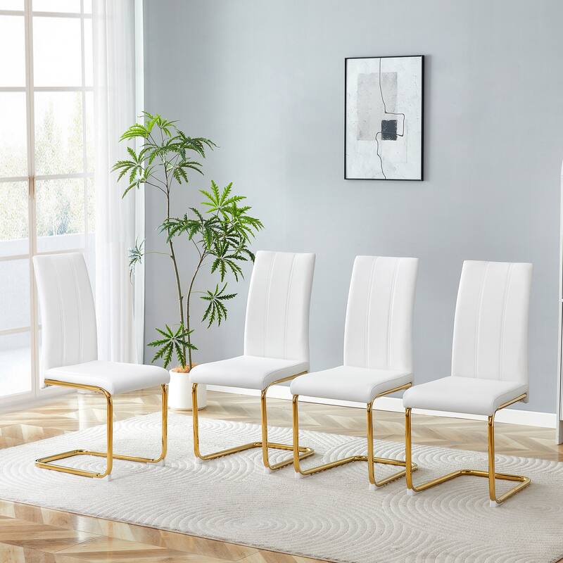 Set of 4 Sleek High-Back Side Chairs - White