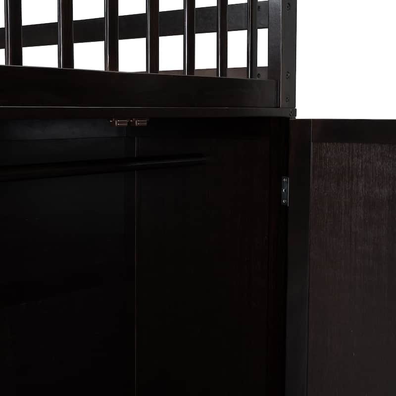 Twin-Twin over Full L-Shaped Bunk Bed With 3 Drawers, and Portable Desk and Wardrobe