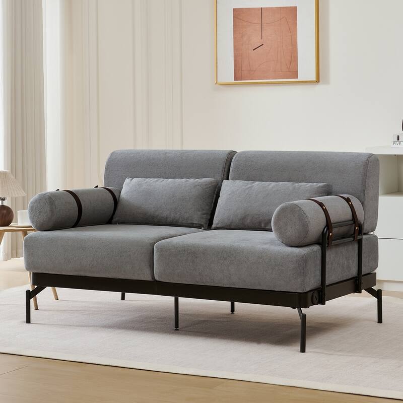 59 Inch Sofa Couch 2-Seater Sofa with Flexible USB Ports