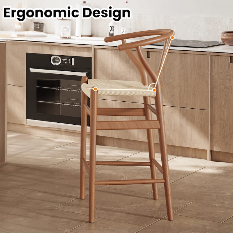 Weave Counter Height Bar Stools, Fully Assembled Rattan Bar Chairs for Kitchen Island,1pc