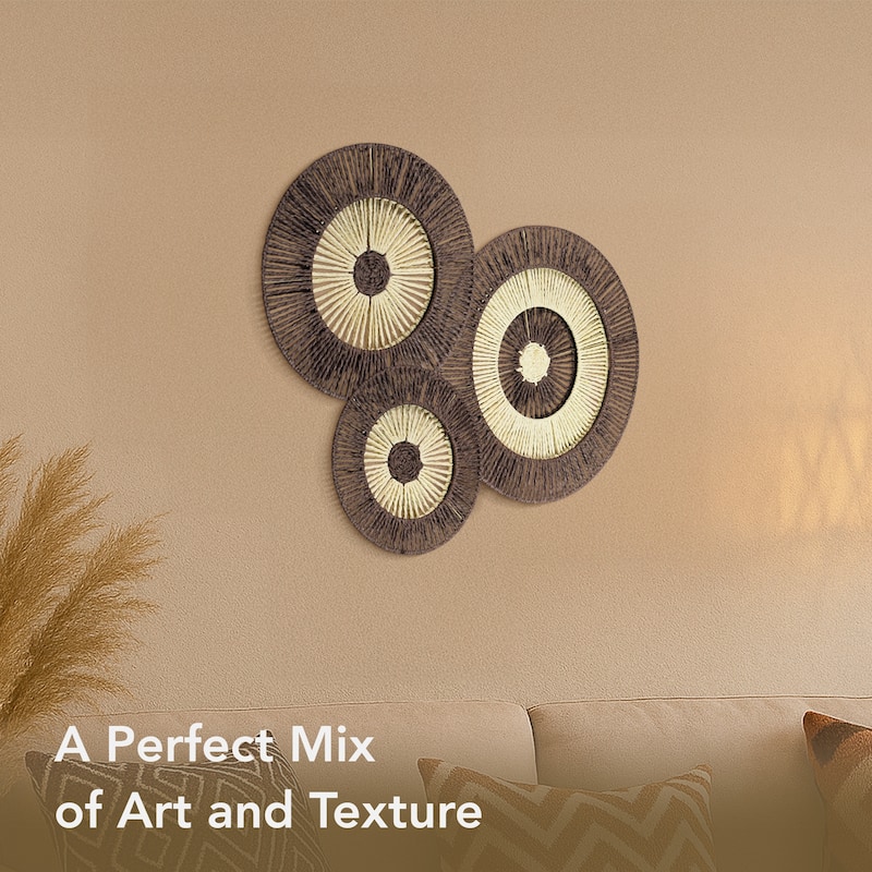 American Art Decor Woven Paper Rope Wall Decor, Set of 3