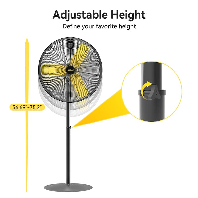 30" Industrial Oscillating 3-Speed Heavy Duty Pedestal Fan