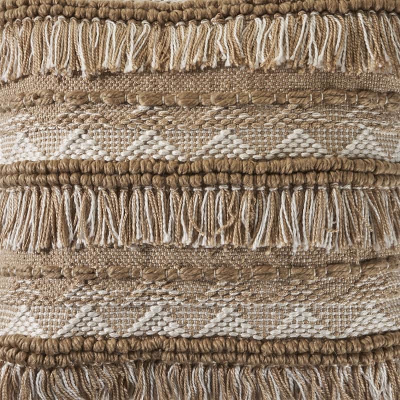 HomeRoots 20" X 20" Beige And White Polyester Geometric Zippered Pillow