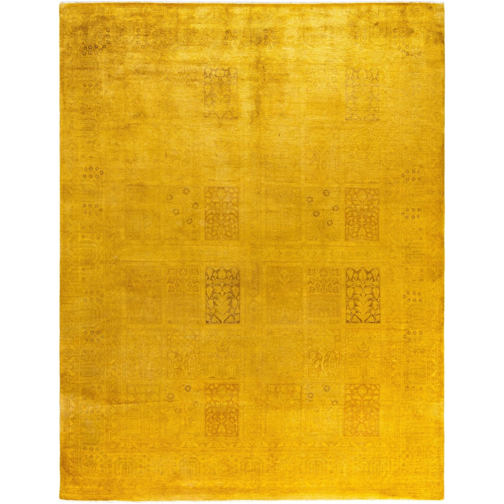 Overdyed One-of-a-Kind Hand-Knotted Area Rug - Yellow - 8' 2" x 10' 4"