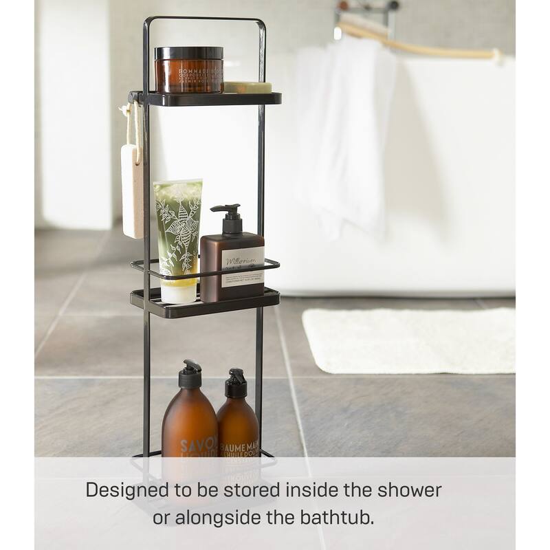Yamazaki Home Shower Caddy - Three Sizes, Steel, Large - L 4.72 x W 7.09 x H 26.38 inches