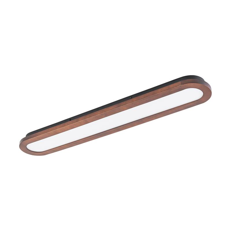 47.2" W 1-Light Modern Oval Walnut Wood Dimmable LED Flush Mount Ceiling Light for Living Room, Bedroom