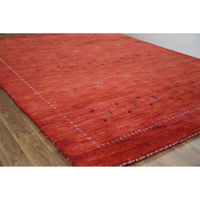 Gabbeh Indian Rug Hand-Knotted Tribal Wool Carpet - 4'7" x 6'5" - 4'7" x 6'5" - Orange