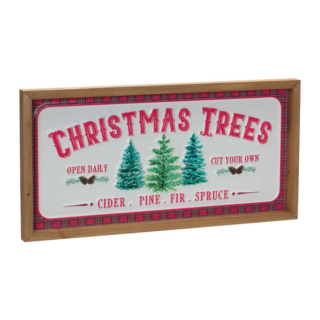 Plaid "Christmas Trees" Wall Signs - 19.75" - Multi-Color - Set of 2