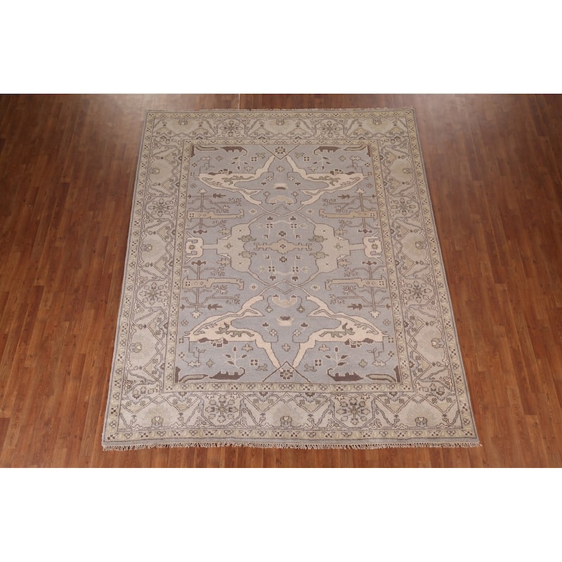 Gray Oushak Oriental Area Rug Handmade Wool Carpet - 8'3"x 9'11"
