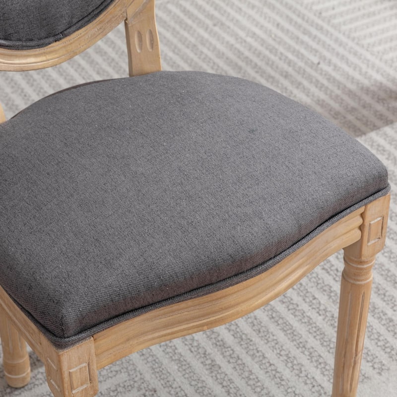 French Linen Upholstered Dining Chairs Set of 2