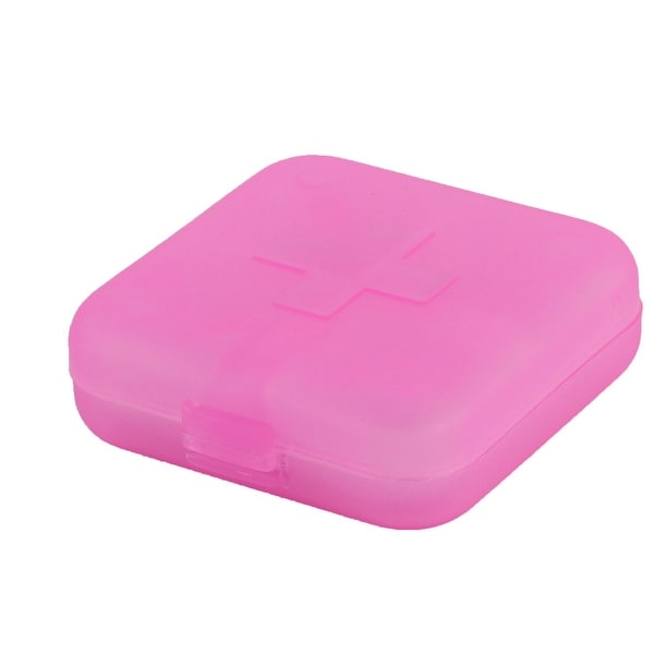 Outdoor Vitamin Medicine Pill Tablet 4 Compartments Organizer Box Case Fuchsia