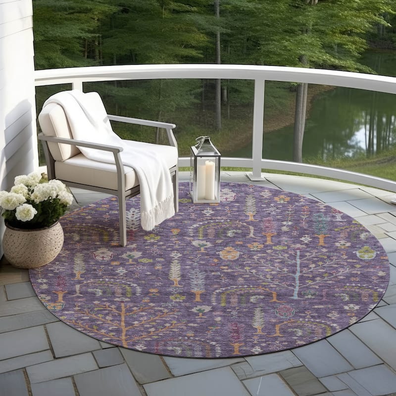 Machine Washable Indoor/ Outdoor Traditional Global Chantille Rug