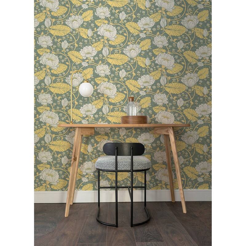 A-Street Prints Eva Yellow Lotus Dreams Wallpaper