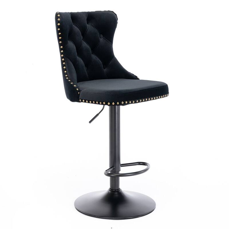 Bar stools with Backs Luxurious Velvet Swivel - Adjustable Height, Set of 2