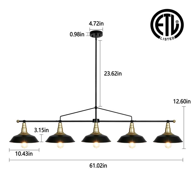 4/5-Light Industrial Linear Bowl-shaped Chandelier Lighting over Kitchen Table